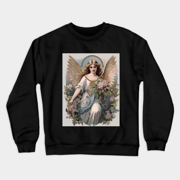 Victorian Vintage Angel Ephemera Crewneck Sweatshirt by AI Art Originals